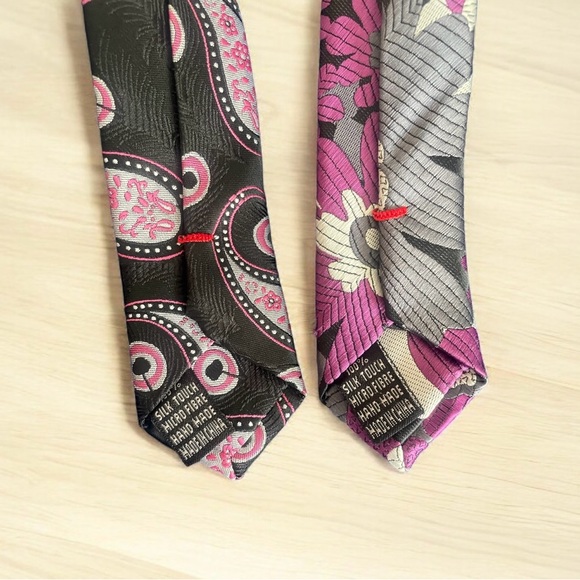 IMANI UOMO 100% silk Ties Lot of 2 Bow Knot Tie Handmade - Picture 6 of 7